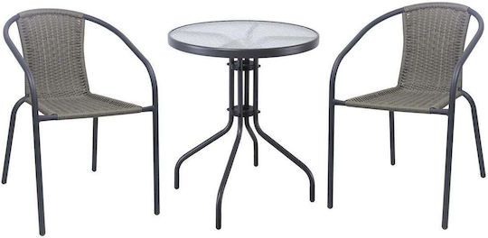 Woodwell Garten- und Outdoor-Möbelsets für kleinen Balkon Baleno 3 Stück Anthrazit E240