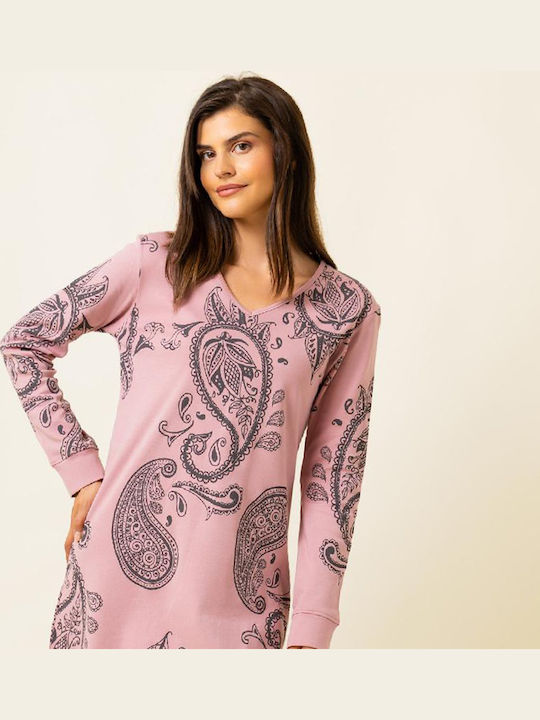 Happy Family Winter Women's Nightdress Pink