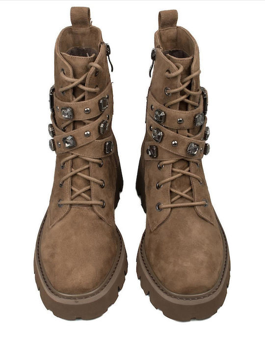 Leder Stiefeletten Damen Braun