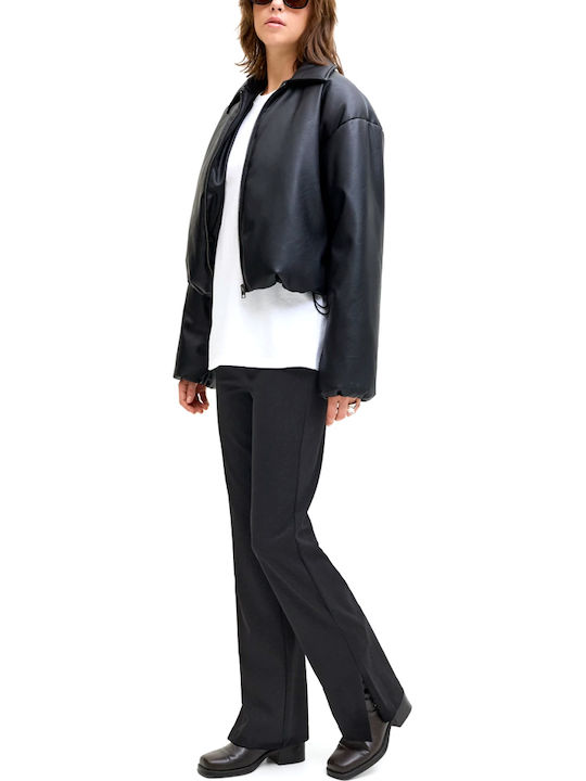 Women's High-waisted Fabric Trousers Flared Black