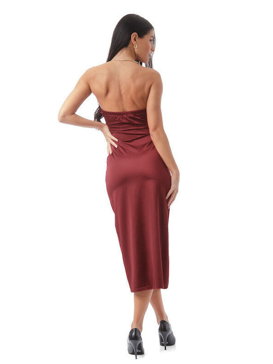 Sommer Midi Abendkleid Satin Burgundisch