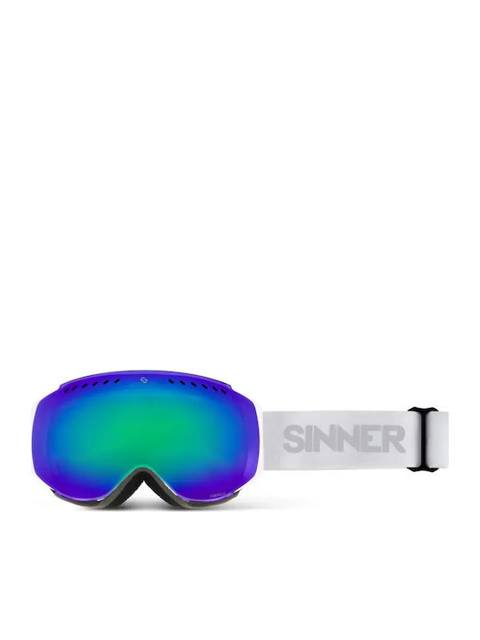 Sinner Emerald Unisex Masca de schi și snowboard Pentru adulți Alb cu Lentilă în culoarea Verde