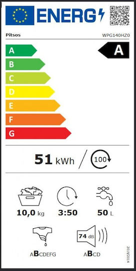 Pitsos Hydroactive Plus Mașină de Spălat Rufe 10kg cu Tehnologie cu Abur 1400 Rotiri HydroActive Plus WPG140HZ0