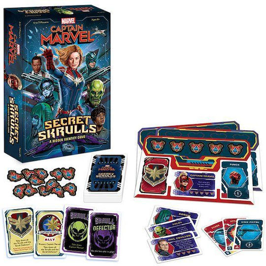 Joc de Societate Captain Marvel Secret Skulls pentru 4-7 Jucători 8+ Ani (EN) USAopoly