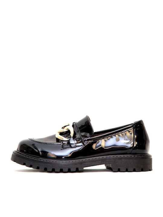 Δερμάτινα Γυναικεία Loafers σε Μαύρο Χρώμα
