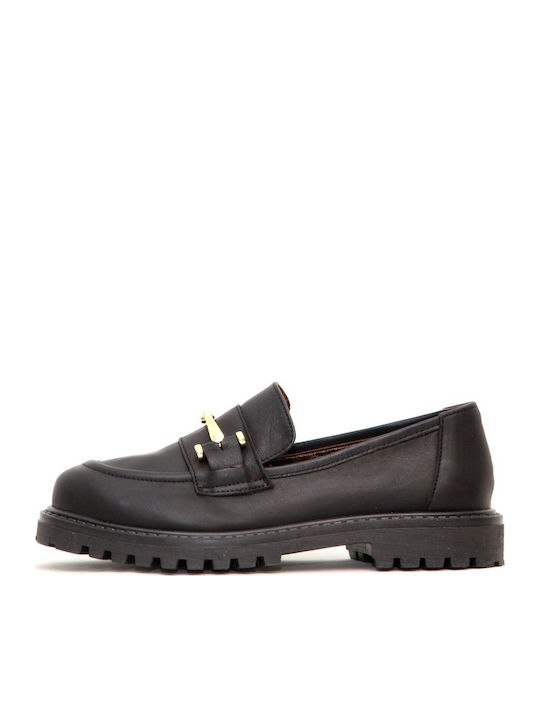 Δερμάτινα Γυναικεία Loafers σε Μαύρο Χρώμα
