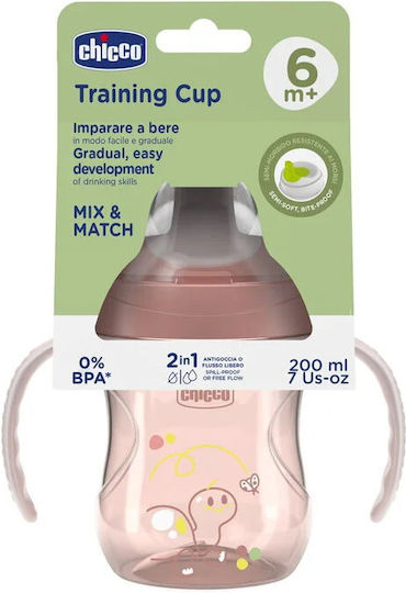 Chicco Training Cup Εκπαιδευτικό Μπιμπερό Πλαστικό με Λαβές Μπεζ για 6m+
