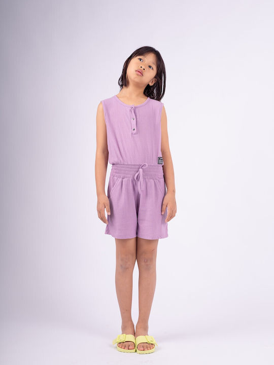 Kinderstoff-Overall-Shorts/Bermudas lila