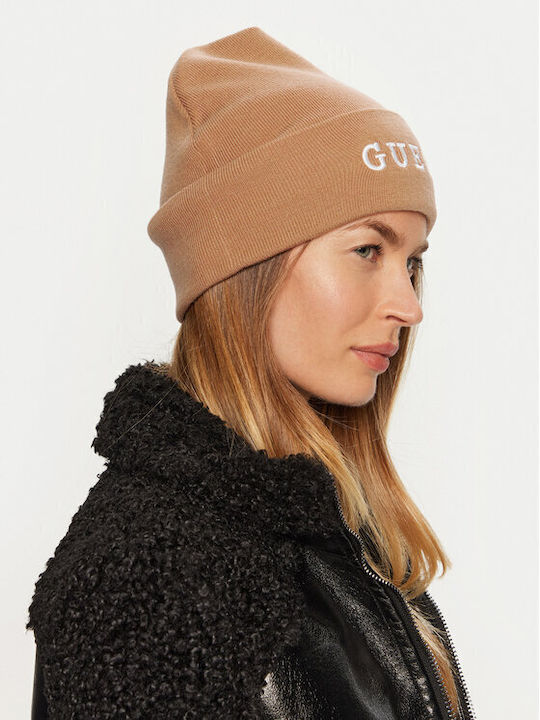Pol01 Beanie Beanie Knitted in Beige color