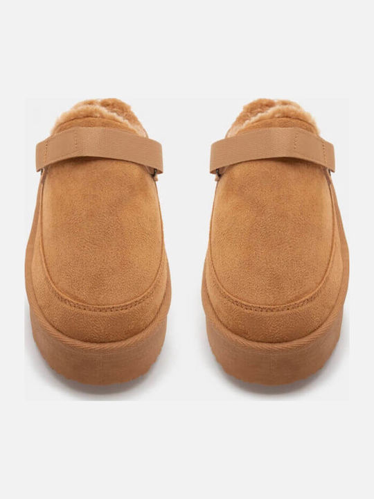 Anatomical Women's Slippers with Fur Brown