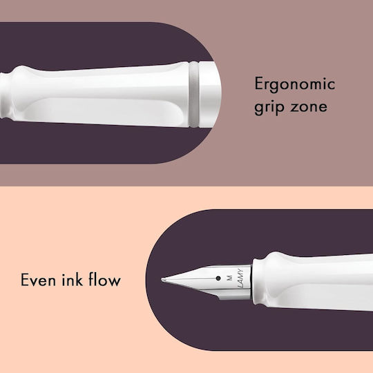 Lamy Safari 019 Πένα Γραφής Fine Λευκή από Πλαστικό με Μπλε Μελάνι