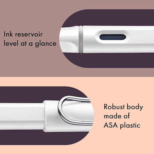 Lamy Safari 019 Πένα Γραφής Fine Λευκή από Πλαστικό με Μπλε Μελάνι