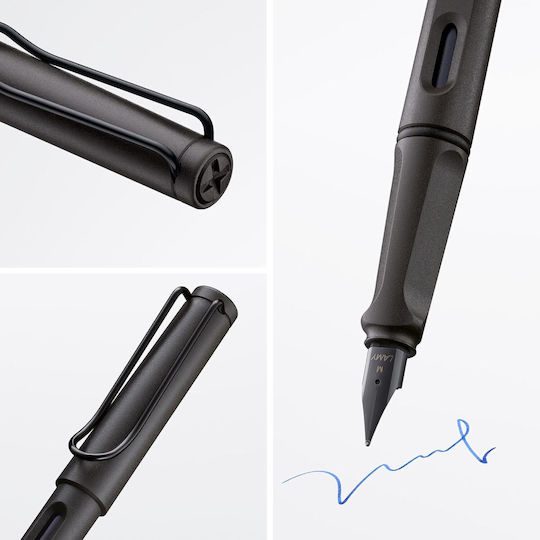 Lamy Safari 017 Πένα Γραφής Broad Μαύρη από Πλαστικό με Μπλε Μελάνι