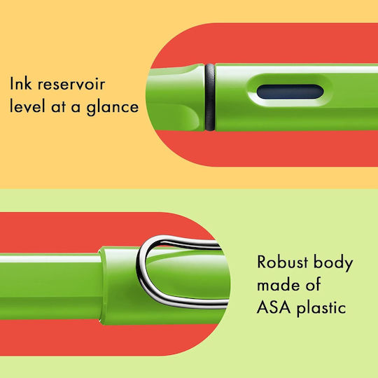 Lamy Safari Писалка Medium Зелена от Пластмаса с Червено Мастило