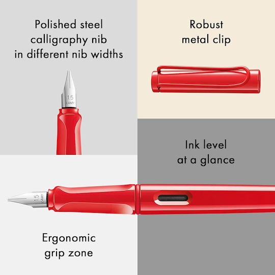 Lamy Joy Calligraphy Pen Fine 1.5mm Red made of Plastic with Blue Ink