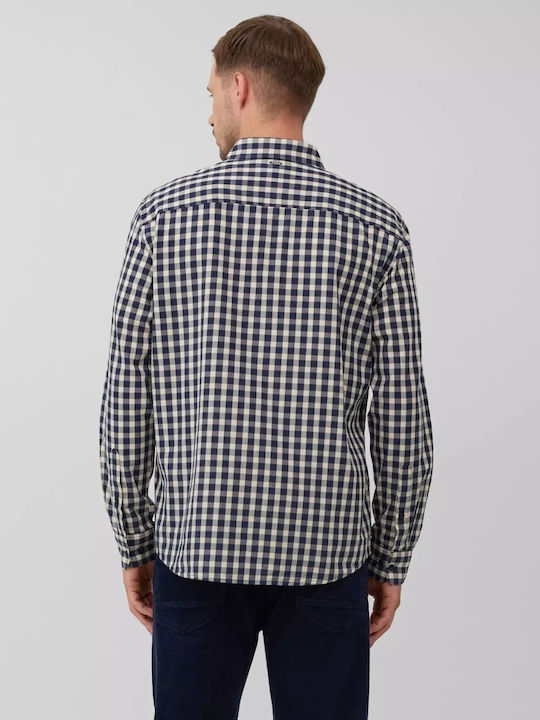 Kent Long Sleeve Shirt in Regular Fit Checked Dark Blue