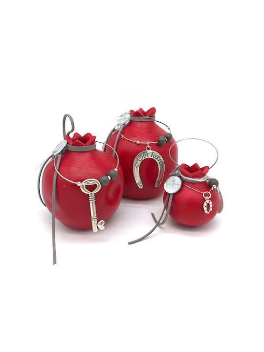 LiebeQueen Handmade Tabletop Lucky Charm Pomegranate Red Ceramic 9.5x12cm 1pcs