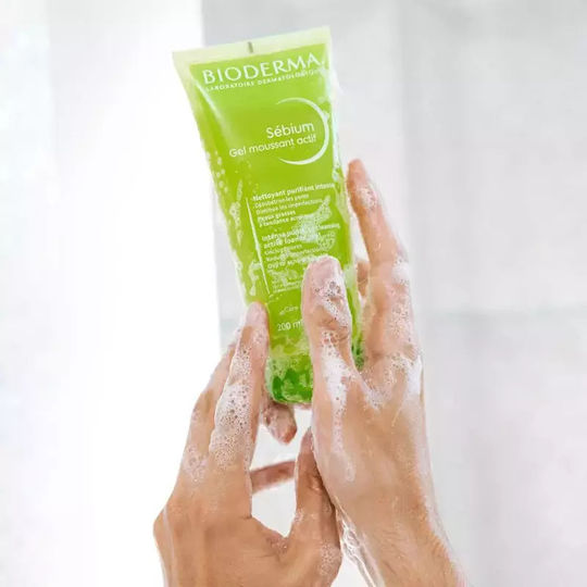Bioderma Sebium Actif Гел Почистване Лице за Акнеична Кожа 200мл