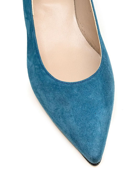 Leather Pointed Toe Petrol Medium Heels