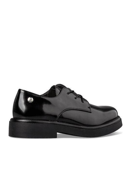 Women's Synthetic Leather Oxford Shoes Black
