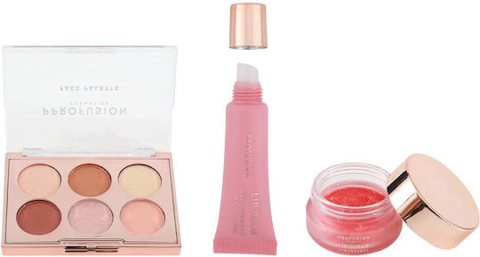 Geschenkset Gesichtspalette 6 Farbtöne Lippenbalsam Reinigen Verwöhnen Elegant Profusion 3 Stücke