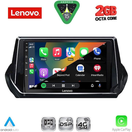 Lenovo Автомобилна Аудио Система (Блутут/USB/WiFi/GPS/Apple-Carplay/Android-Auto) с Тъчскрийн 9"