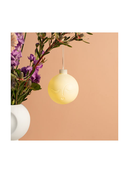 Ornament suspendat Luna Din porțelan Alb cu lumină LED
