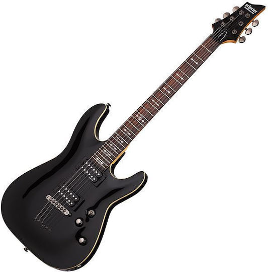 Schecter Omen Electric Guitar With Shape Stratocaster and HH Pickups Layout Gloss Black