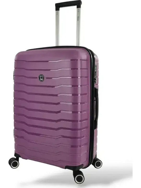 Rain Travel Suitcases Hard Purple with 4 Wheels Set of 2pcs RB80134-SET2-M-S-PURPLE