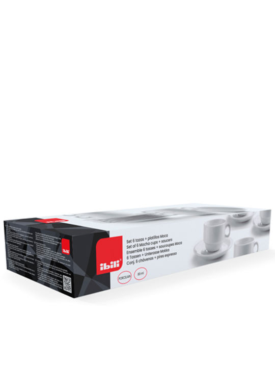 Ibili Set Căni Maro Din porțelan Albe 80ml 6buc