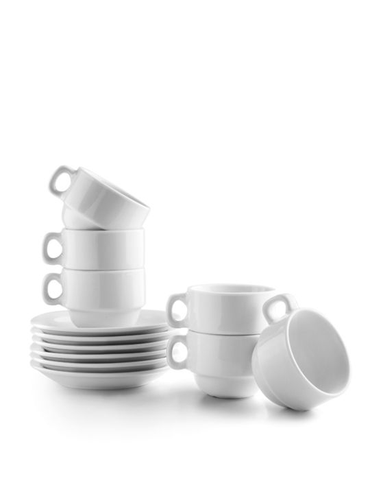 Ibili Set Căni Maro Din porțelan Albe 80ml 6buc