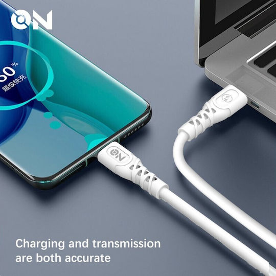 Καλώδιο Φόρτισης Type-c Type-c Λευκό 1m On Mobile Accessories 1 Τεμάχιο