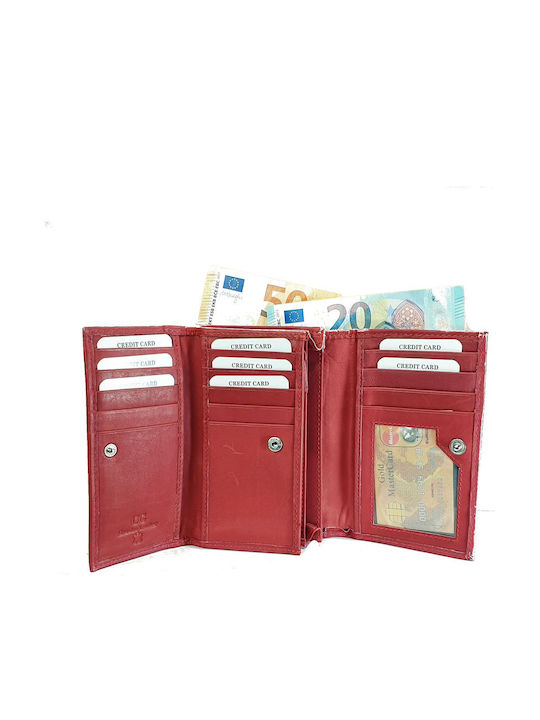 Μεγάλο Δερμάτινο Γυναικείο Πορτοφόλι με RFID Κόκκινο