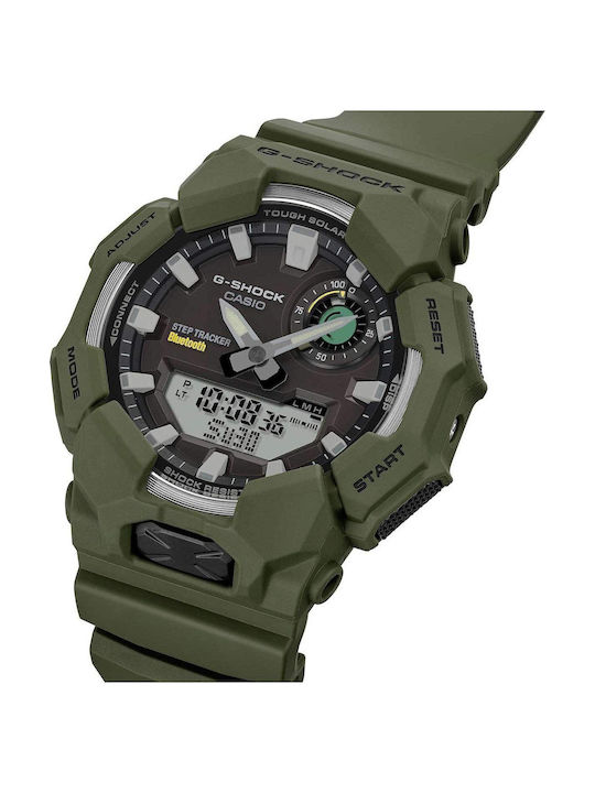 Casio Digital Men's Watch Chronograph Solar with Green Metal Bracelet