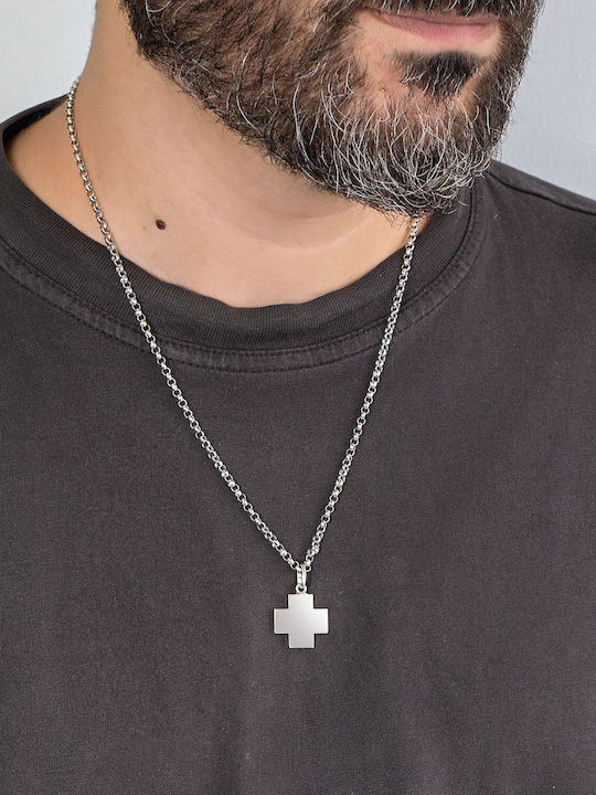 Kiriakos Gofas Herren Kreuz aus Silber mit Kette