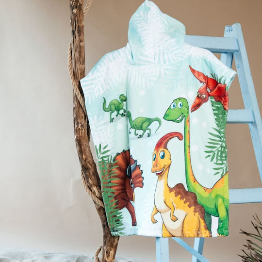 Poncho De Plajă Pentru Copii Carmel Doubleface Dinozauri 60x60cm