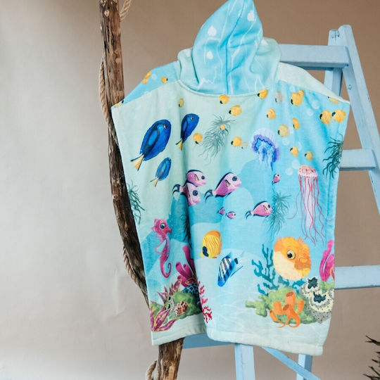 Poncho De Plajă Pentru Copii Carmel Doubleface Ocean 60x60cm