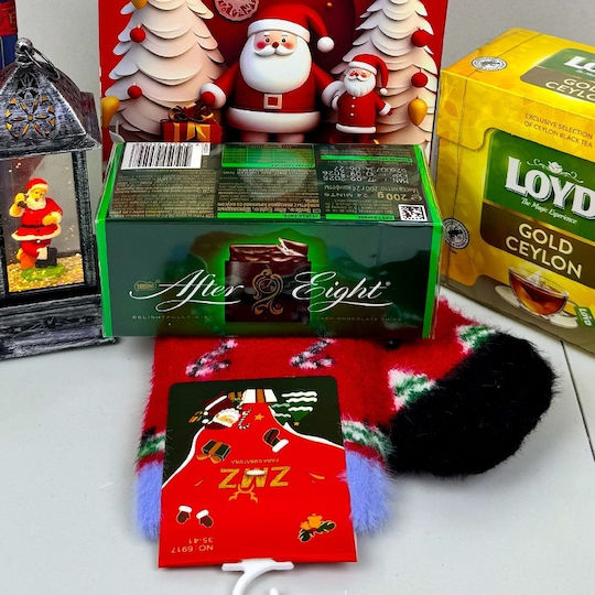 Pachet Deliciu De Crăciun Lanternă Decorativă Ciocolată After Eight Șosete De Crăciun Pentru Femei Ceai În Cutie Cadou Decorativă