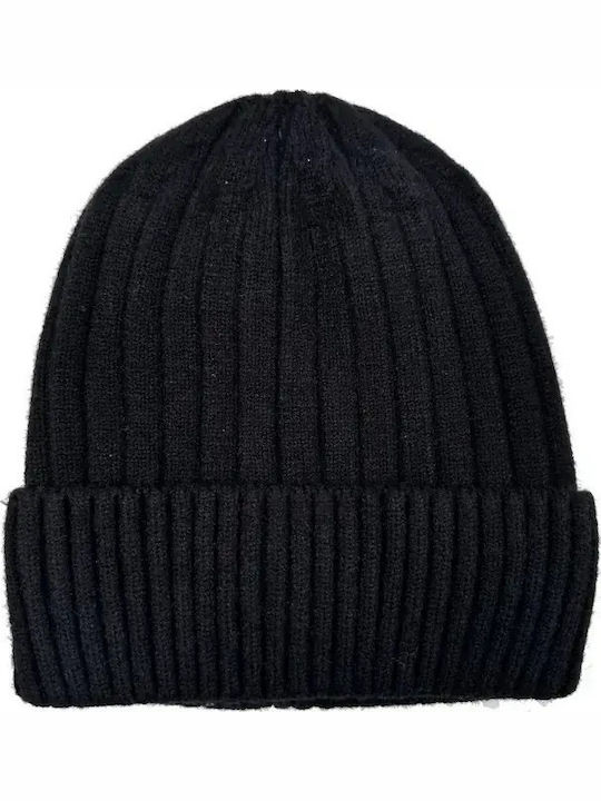 Set with Beanie Knitted in Black color