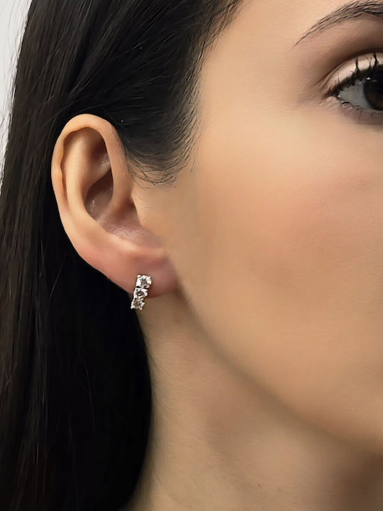 Mentzos Earrings made of White Gold with Stones