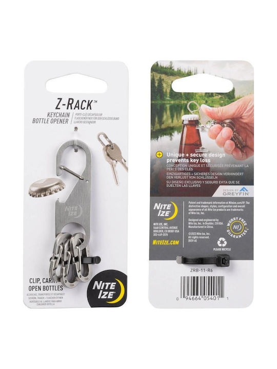 Carabiner Z-Rack Keychain Bottle Opener Stainless ZRB-11-R6 Nite Ize