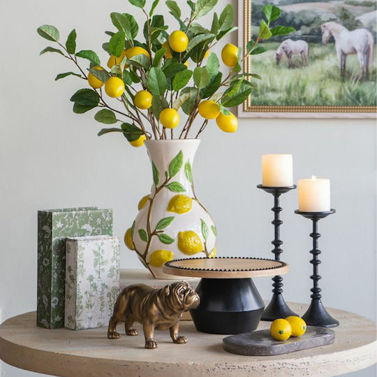 Artekko Decorative Vase Lemon Yellow 22.7x22.7x34.5cm