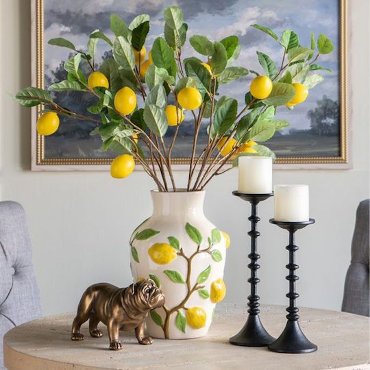 Artekko Decorative Vase Lemon Yellow 22.8x22.8x32cm