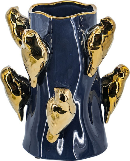 Artekko Διακοσμητικό Βάζο Κεραμικό Bird Μπλε 22x22xΥ24.3cm