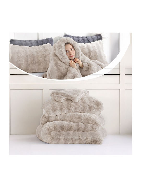 Kraft World Pătură Sherpa Supra-dublă 220x240cm Maro Deschis IRINI-Maro Deschis