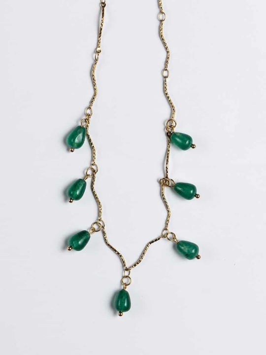 Cuoro Necklace with design Tear Gold Plated