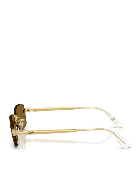Ray Ban Unisex Sunglasses with Gold Metal Frame and Brown Lens RB3928 001/83