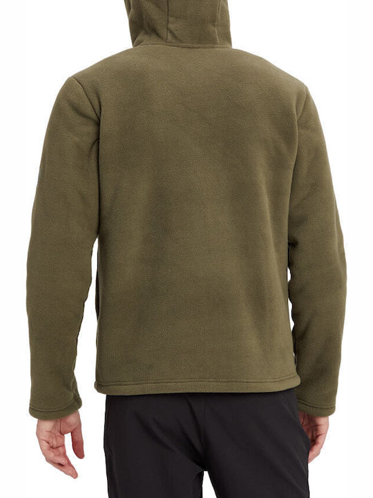 Viana Ανδρική Ζακέτα Fleece με Κουκούλα Χακί Olive Dark