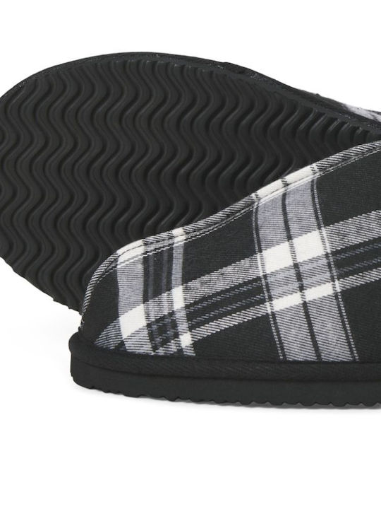 Men's Printed Heel Enclosed Slippers Black