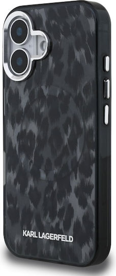 Karl Lagerfeld Iml Leopard Pattern Umschlag Rückseite Kunststoff / Silikon Schwarz (iPhone 16)